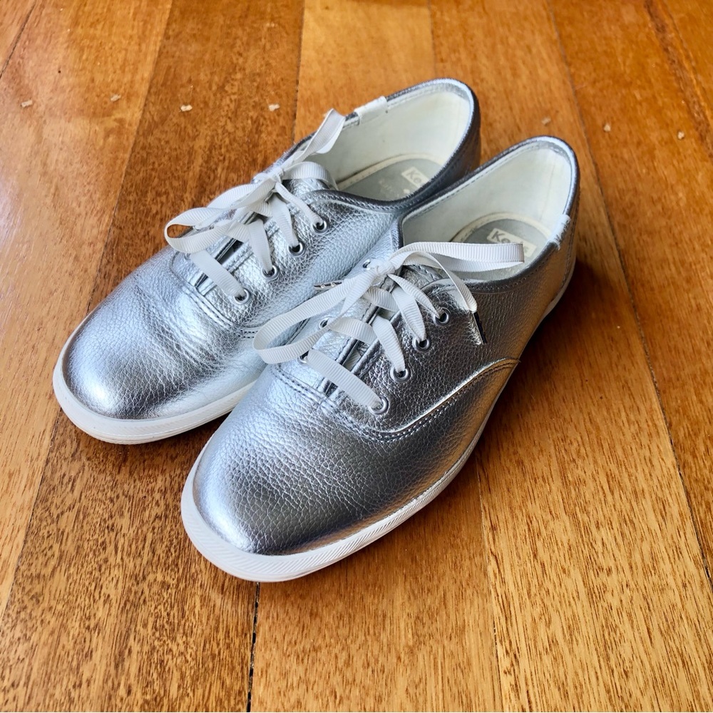 Keds x Kate Spade ♠️ New York silver leather sneakers - Picture 1 of 8
